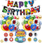 Birthday Party Supplies, Birthday Decorations for Boys Kits Include Birthday Banner, Balloons, Cake Toppers, Gold Flat Ribbon