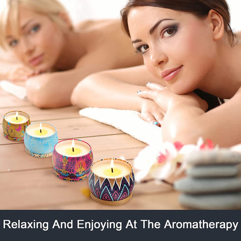 Scented Candles Gifts for Women - 4 Pack 4.4 Oz Aromatherapy Candles for Home Scented, Unique Friend Birthday Gifts for Women Stress Relief, Lavender Soy Wax Candle Set