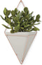 Umbra Trigg Hanging Planter Vase & Geometric Wall Decor Ceramic Container - Great For Succulent Plants, Air Plant, Mini Cactus, Faux Plants and More, Large, Concrete/Copper