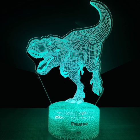 Dinosaur Toys, T Rex 3D Night Light with Remote & Smart Touch 7 Colors + 16 Colors Changing Dimmable T Rex Toys Gifts 2 3 4 5 6 7 8 Year Old Boy Birthday Gifts (2 Panels))