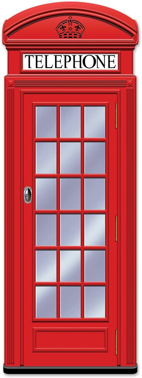 Beistle Red Phone Box Jointed Cutout-1 Pc, Multicolored