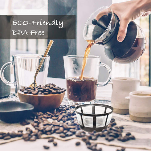 FIFOKICHO Reusable 8-12 Cup Basket Coffee Filter for Most Mr. Coffee and Black & Decker Regal and Procter Silex Coffee Makers BPA Free Dishwasher Safe ECO-Friendly 4 Packs