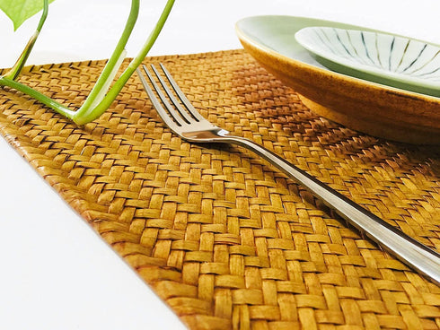 Set of 4,Natural Seagrass Place Mat, 17"X12",Hand-Woven Rectangular Placemats (Brown, 45*30)