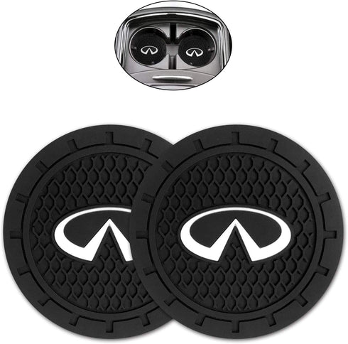 MYCASUO Car Interior Accessories for Infi?ti Cup Holder Insert Coaster - Silicone Anti Slip Cup Mat for in?niti QX50 Q50 Q70 Q70L Q60 QX30 QX60 QX80 (Set of 2, 2.75" Diameter)