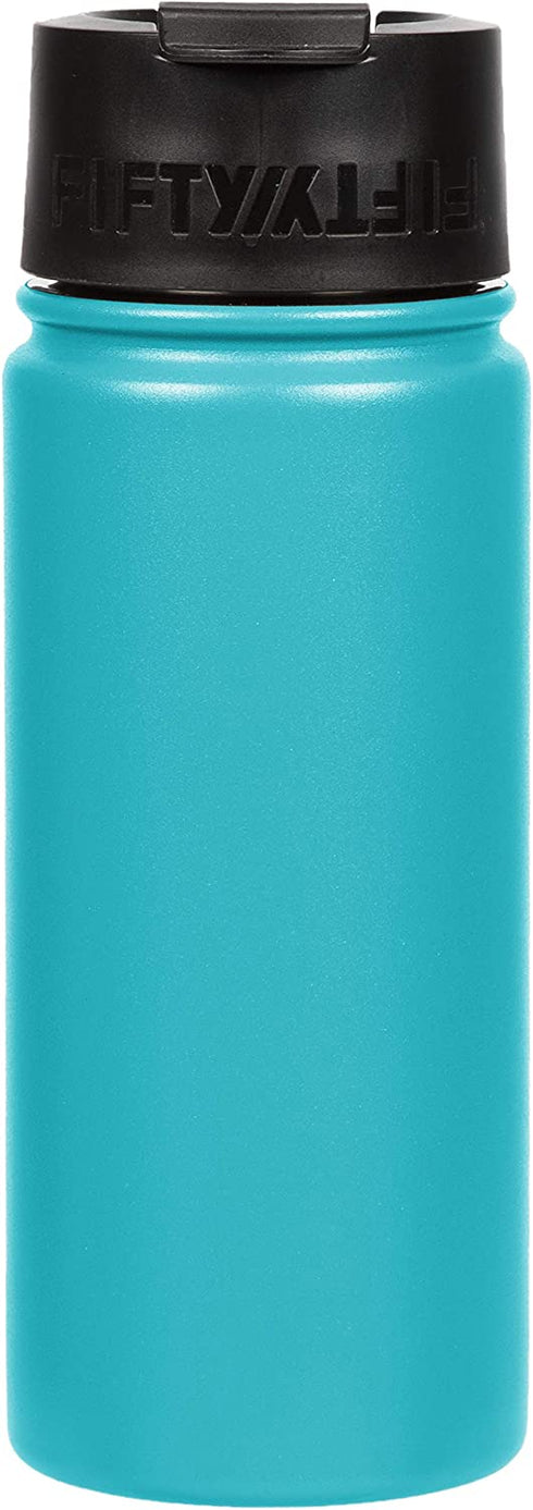 Fifty/Fifty, Double Wall Vacuum Insulated Caf© Water Bottle, Stainless Steel, Flip Cap w/Wide Mouth