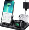 Portable 3 in 1 Charging Station for Apple Products, Foldable Charging Dock for iPhone/AirPodsi Series, Charging Stand Compatible with iWatch Ultra/8/7/6/5/4/3/2/1/SE(with 15W Adapter)(Black)