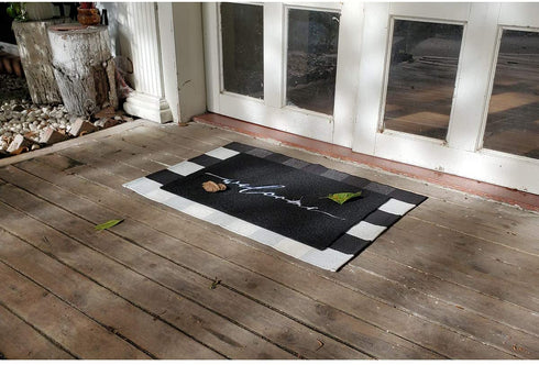 AAZZKANG Welcome Mats for Front Door Outdoor with Durable Non Slip Rubber Backing Ultra Absorb Mud Easy Clean Indoor Door Mat for Entrance Heavy Duty Doormat Black