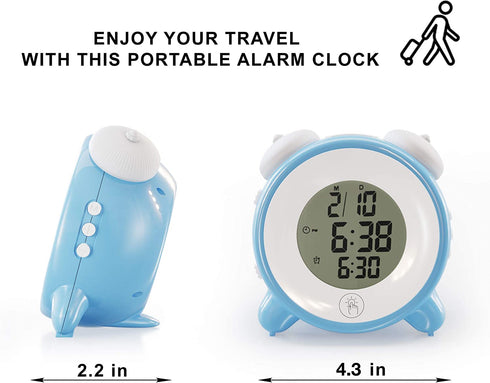 RYHOR-K Alarm Clock for Kids - 7 Color Night Light - Snooze Easy to Set Digital Clock Battery Operated for Bedroom
