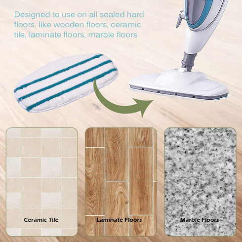 KEEPOW 8 Pack Microfibre Steam Mop Pads Compatible PurSteam ThermaPro 10-in-1