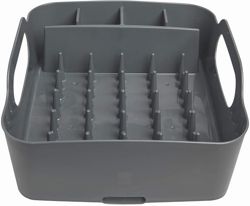 Umbra Tub Dish Drying Rack Lightweight Self-Draining Dish Rack for Kitchen Sink and Counter at Home, RV or Motorhome, Charcoal