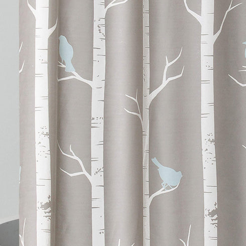 Lush Decor Bird on The Tree Shower Curtain, 72" x 72", Gray/Blue