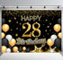 RBYOO 28th Gold Black Happy Birthday Backdrop for Girls Women Boy Men 7x5ft Photography Background Banner Birthday Party Decorations Photo Booth Props
