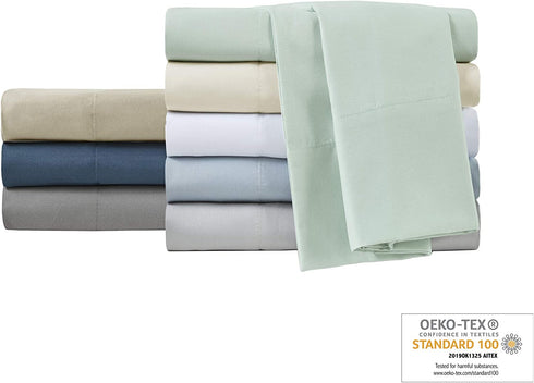 Sleep Philosophy Smart Cool Microfiber Moisture-Wicking Breathable Hypoallergenic 3 Piece Cooling Sheet Set, Twin Size, Grey