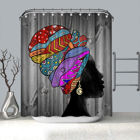 African American Woman Pretty Girl Shower Curtain Polyester Fabric Shower Curtain 72 X72 inch with Hooks Waterproof African Shower Curtains for Bathroom Durable Afro Lady Shower Curtain