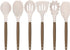 Silicone Kitchen Utensils Set, Deedro 7 Pieces Cooking Utensils Set Silicone Spatula Set with Natural Acacia Wooden Handle, High Heat Resistant Kitchen Gadgets Tools Set, Khaki