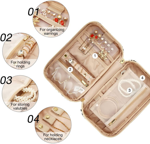 MIZATTO Travel Jewelry Organizer, Medium Jewelry Storage Bag for Necklaces, Earrings, Rings and Bracelets
