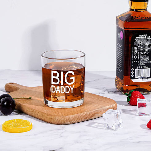 Dad Gift on Father™s Day, Novelty Big Daddy Whiskey Glass, Old Fashioned Glasses, Unique Scotch Glass for Dad, New Dad, Husband, friends, Gift on Father™s Day, Birthday, Christmas, 10 Oz