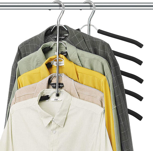 DOIOWN Blouse Tree Hangers Clothes Hangers Non Slip Space Saving Stainless Steel Shirt Hangers Sweater Hangers Coats Hangers Closet Organizer (2, Black)