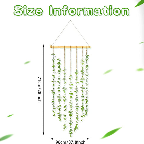 Artificial Eucalyptus Greenery Hanging Boho Wall Decor Fake Eucalyptus Vines Wall Hanging Plant with Wooden Sticks Rustic Boho Wall Decor for Wedding Bedroom Entryway Home Party