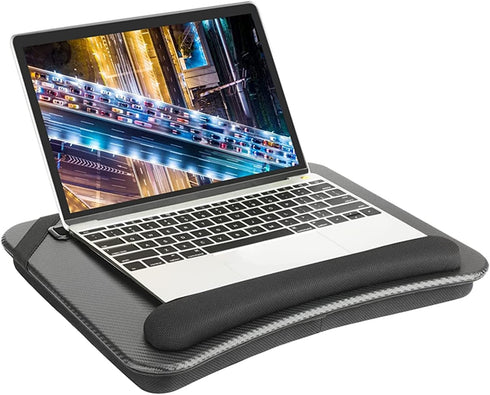 HUANUO Laptop Lap Desk - Fits up to 14 inches Laptop Stand with Phone Holder,Tablet Holder, Portable Lap Desk Built-in Soft Foam Pillow Cushion, Elastic Band?Laptop Stop Bar - HNLD13