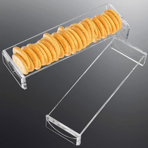 Clear Cracker Serving Tray, Set of 2, Plastic Food Serving Trays Server Holder, Cracker Appetizer Serving Platter for Party (Round & Square)