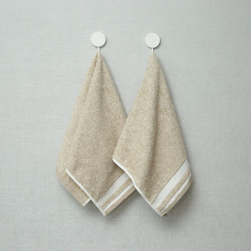 YiLUOMO Super Soft Hand Towels Set of 2, 100% Cotton Highly Absorbent Bath Hand Towel for Bathroom 13 X 29 Inch(Beige)
