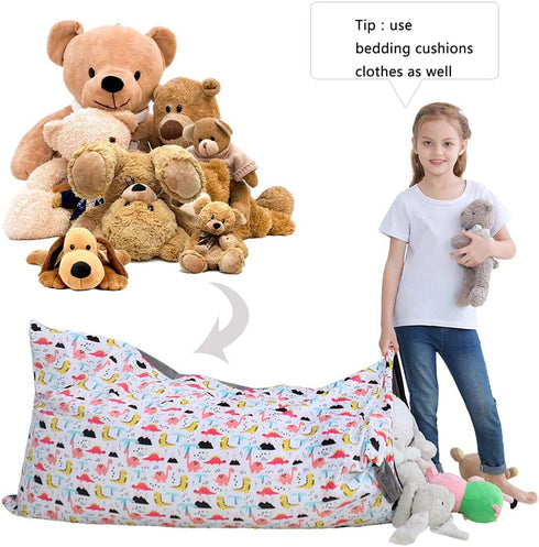 Stuffed Animal Bean Bag Chair Kids Toy Storage Organizer Stuffie Seat, Foldable Floor Chair Sofa Toy Storage Bean Bag Chair Seat for Kids, Teens and Adults Extra Large Super Soft Velvet?Only Cover Bag