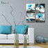 HLJ ART Modern Salon Theme Black and White Peacock Blue Vase Flower Painting Still Life Canvas Wall Art for Home Bathroom Living Room Wall Decor