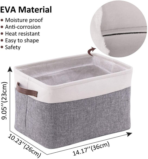 YOUDENOVA Storage Baskets for Organizing Set of 3, Large Collapsible Storage Bins with Handles for Organizing Towels, Toys, Clothes, Grey