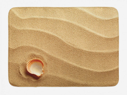 Ambesonne Seashells Bath Mat, Little Seashell on Golden Yellow Sand Sea Coastal Theme Beach Art Print, Plush Bathroom Decor Mat with Non Slip Backing, 29.5" X 17.5", Sand Brown