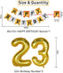 NANINUNENO 23rd Gold Birthday Decorations,Gold Black Silver Happy Birthday Balloons Supplies for Boy Men Girl Women,23 Birthday Party Set with23 Gold Number Balloons Happy Birthday Banner and Whiskey Bottle Balloons
