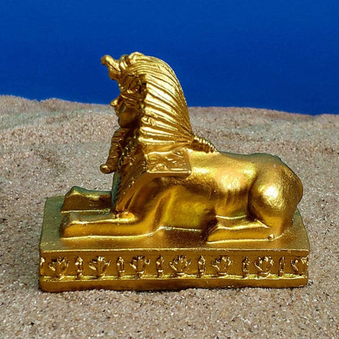 Kisangel 2pcs Sphinx Figurine Resin Egyptian God Statue Desktop Table Mythology Pharaoh Decoration Ornaments (Golden)