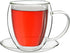Creano Double Wall Glass Mugs 9 OZ with Handle and Saucer, Insulated Cup - 2X 9oz (250ml)