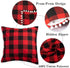 Red and Black Checked Pillow Covers 18x18 Inch Pack of 2 Plaid Cotton Linen Decorative Throw Pillow Cases with Pom-poms Rustic Party Decor Plaid Square Pillow Cover Christmas Decor