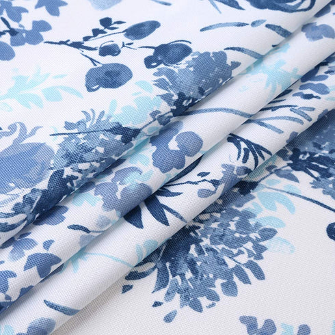 Haperlare Blue Leaf Flower Printed Valance Curtains for Kitchen Cafe Curtains, Floral Print Bathroom Window Curtains, Multi Color Window Treatment, 54" x 15", Navy Blue/Light Blue