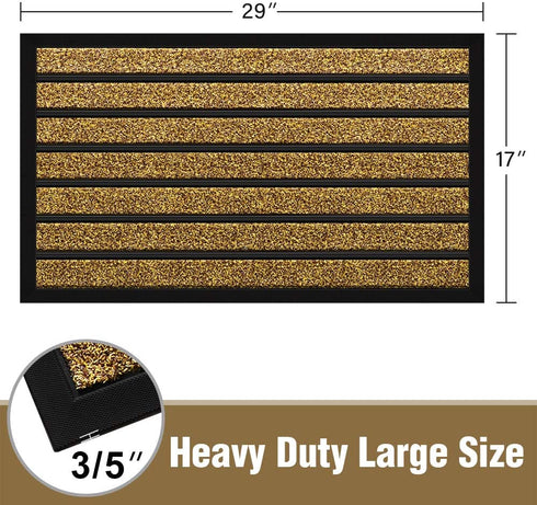 Amagabeli Outside Shoe Mat Rubber Doormat for Front Door 18"x 30" Outdoor Mats Entrance Waterproof Rugs Dirt Debris Mud Trapper Carpet for Patio Non Skid Doormats All Weather Exterior Door Mat