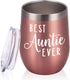 Best Auntie Ever Wine Tumbler, Funny Auntie Birthday Gifts for New Aunt to Be for Mother's Day, Christmas Xmas Present, 12 Oz Stainless Steel Wine Tumbler Auntie Sippy Cup