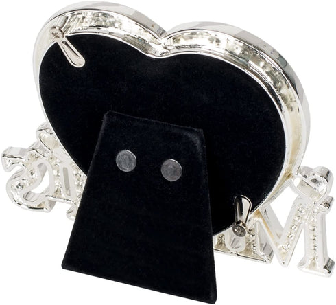Mr & Mrs Silver Heart Jewel Encrusted 3.5 Inch Tabletop Wedding Picture Frame
