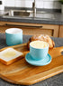 Sweese 322.102 Porcelain Butter Crock Keeper - French Butter Dish with Lid - Butter Relief, Turquoise