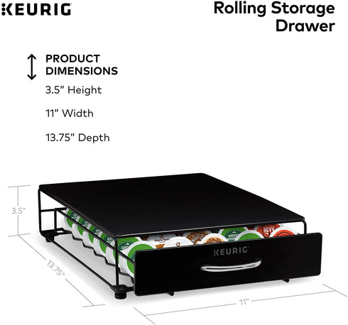 Keurig Under Brewer Storage Drawer, Coffee Pod Storage, Holds Upto 35 Keurig K-Cup Pods, Black