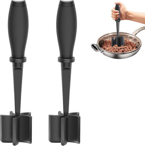 2Pack Meat Chopper, Heat Resistant Meat Masher for Hamburger Meat, Ground Beef Smasher, Nylon Hamburger Chopper Utensil, Meat Ground, Non Stick Mix Chopper Mix and Chop, Meat Masher Tool Gift