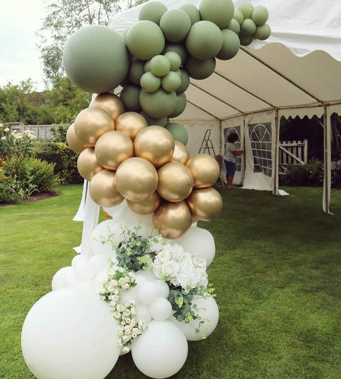 Boognt DIY Sage Green and White Balloon Garland Arch Kit for Boho Jungle Safari Outdoor Woodland Baby Shower Eucalyptus Wedding Bridal Shower Birthday Backdrop Party Decoration