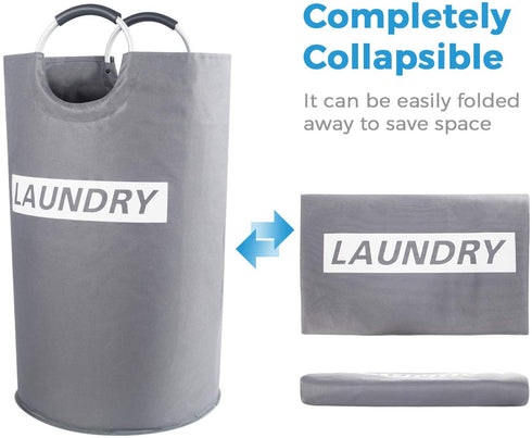 Lifewit 82L Large Laundry Basket Collapsible Clothes Hamper Durable Oxford Fabric Portable Folding Laundry Bin for Bedroom, Laundry Room, Closet, Bathroom, College, Grey