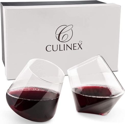 Stemless Wine Glasses Set of 2 Aerating wine glasses Elegant Wine Glasses Stemless large wine glass CulinexCo.com Red Wine Glass Tumbler stemless wine glass set cup wine cups non drip no spill glass