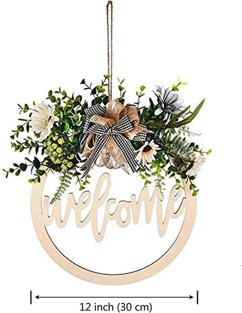 Welcome Sign Welcome Front Door Round Wood Sign Hanging Front Door Porch Decor Welcome Sign Front Farmhouse Porch Spring Welcome Sign (Carvedboard Welcome)