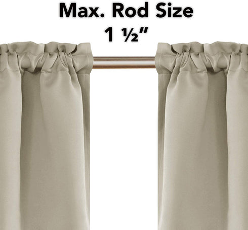 Deconovo Valances, 18 Inch Blackout Valances, Rod Pocket Light Blocking Valance, Theral Insulated Kitchen Valance for Bedroom, 42x18 Inch, Beige, 1 Piece