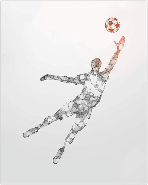 Soccer Geometric Wall Art Prints - Particle Silhouette Set of 4 (8x10) Poster Photos - Man Cave- Bedroom Decor