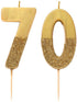 Talking Tables Glitter Number Candle-Premium Quality Cake Topper Decoration Pretty, Sparkly for Kids, Adults, 7th, 70th Birthday Party, Anniversary, Milestone, Height 8cm, 3", Gold 7