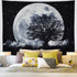 Generleo Moon Tapestry Galaxy Stars Wall Tapestry Forest Tree Tapestry Starry Sky Tapestry Psychedelic Black and White Tapestry Wall Hanging for Home Decor