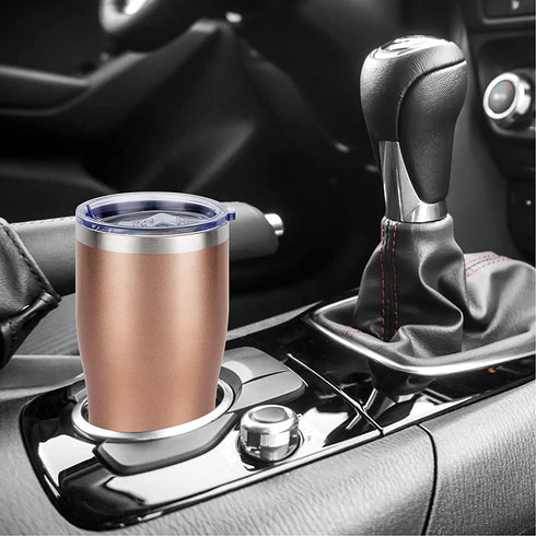 Lifecapido 20oz Tumbler, Stainless Steel Travel Tumbler, Double Wall Vacuum Insulated Tumbler with Lid and Straw, Durable Powder Coated Travel Mug, Thermal Tumbler for Cold Hot Drink, Rose Gold